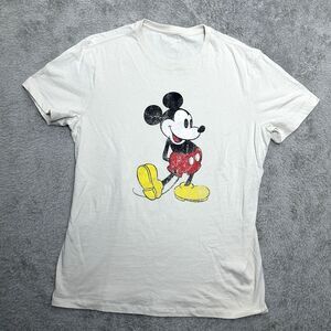 Gap Disney Women’s T-Shirt Size M Mickey‎ Mouse Graphic Tee Tan Distressed Style